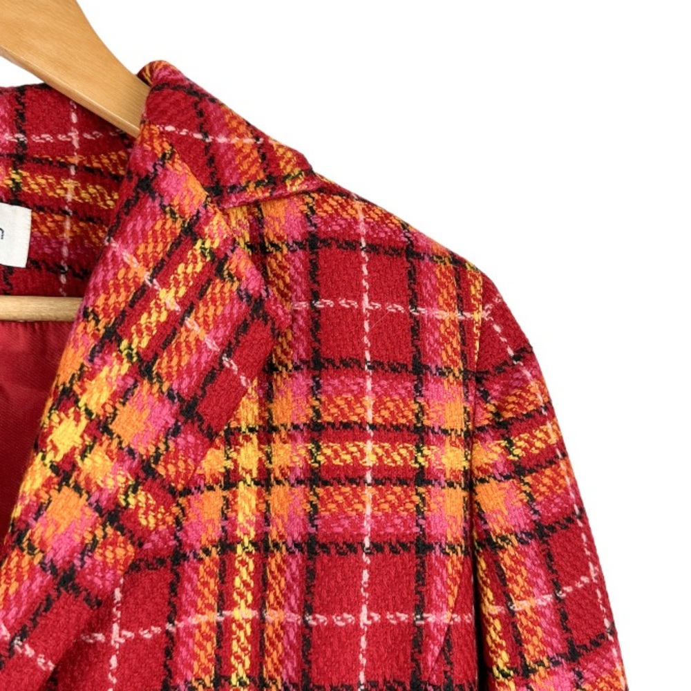 Vintage Rena Rowan Wool Longline Plaid Jacket Size 10 - Picture 8 of 10